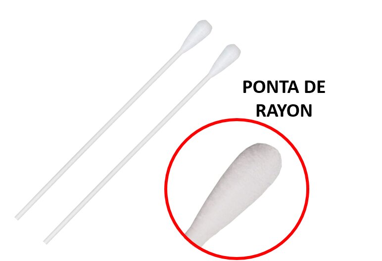 SWAB PARA COLETA DE RAYON ESTERIL HASTE DE PLASTICO - 100UN - ABSORVE