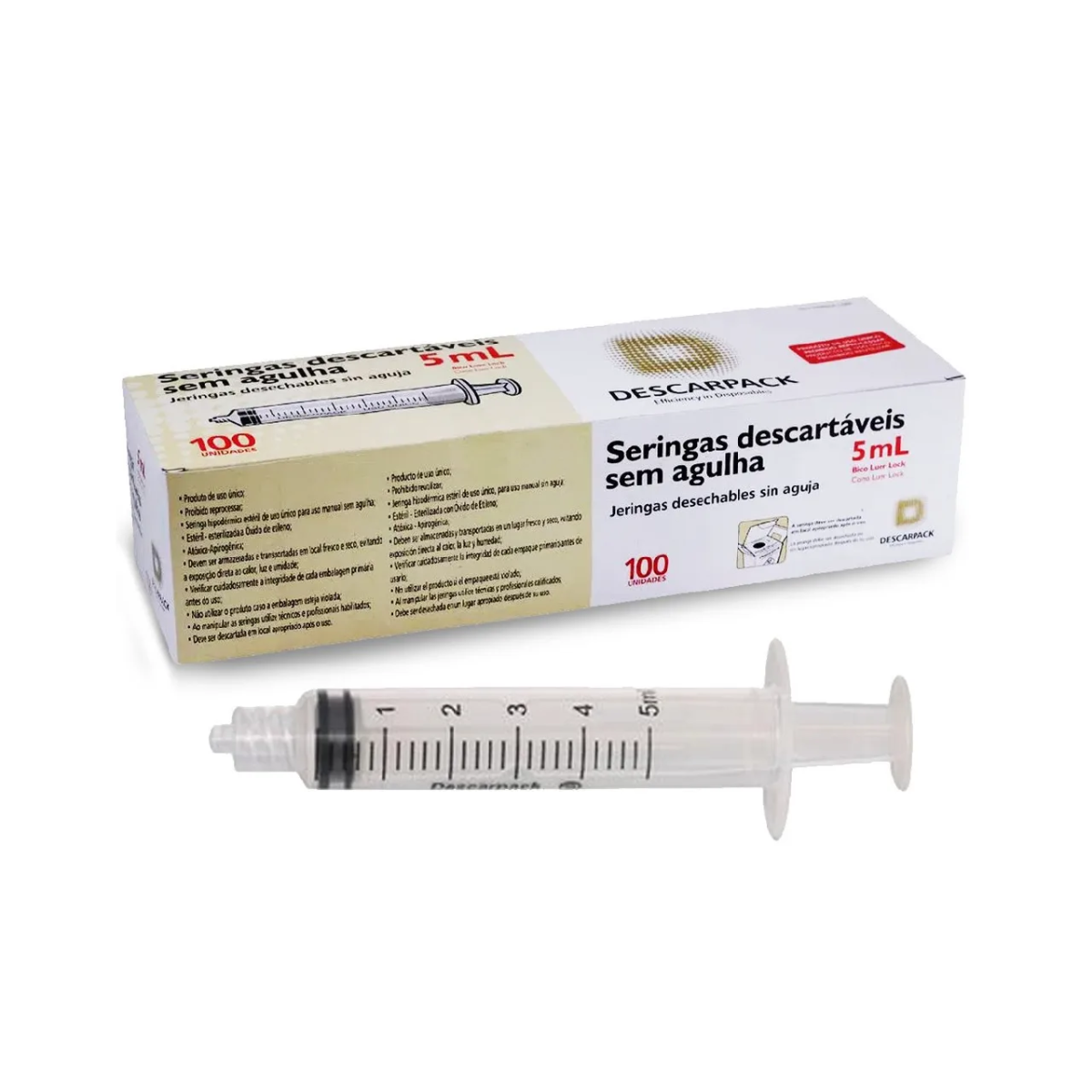SERINGA DESC 10ML S/AGULHA - LUER LOCK - 100UN - DESCARPACK
