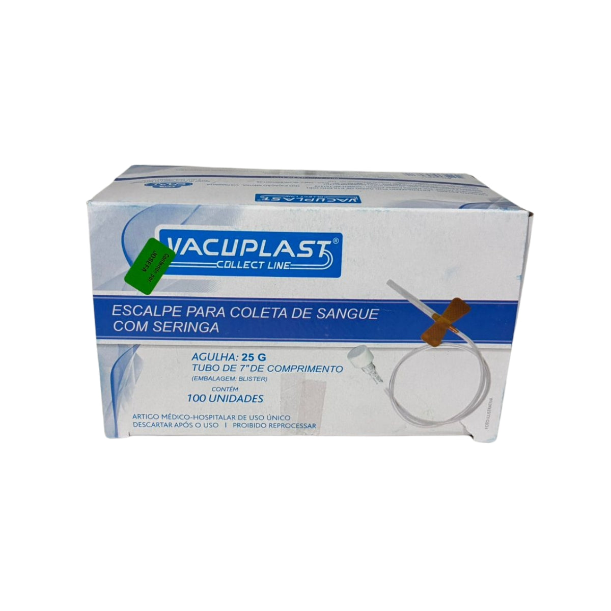 ESCALPE PARA  SERINGA 25G COM TUBO DE 7" DE COMPRIMENTO - 100 UN - VACUPLAST