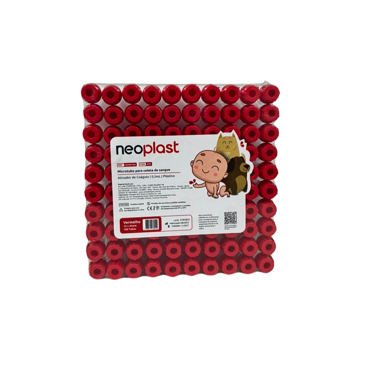 MICROTUBO SECO ATIVADOR COAGULO 0,5ML - 100UN - NEOPLAST