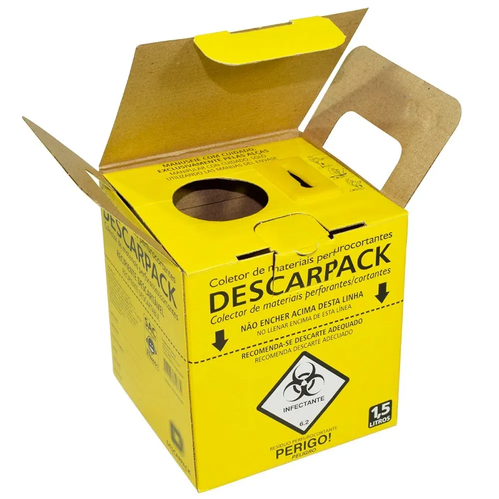 COLETOR PERFUROCORTANTES  1,5L  AMARELO - UN