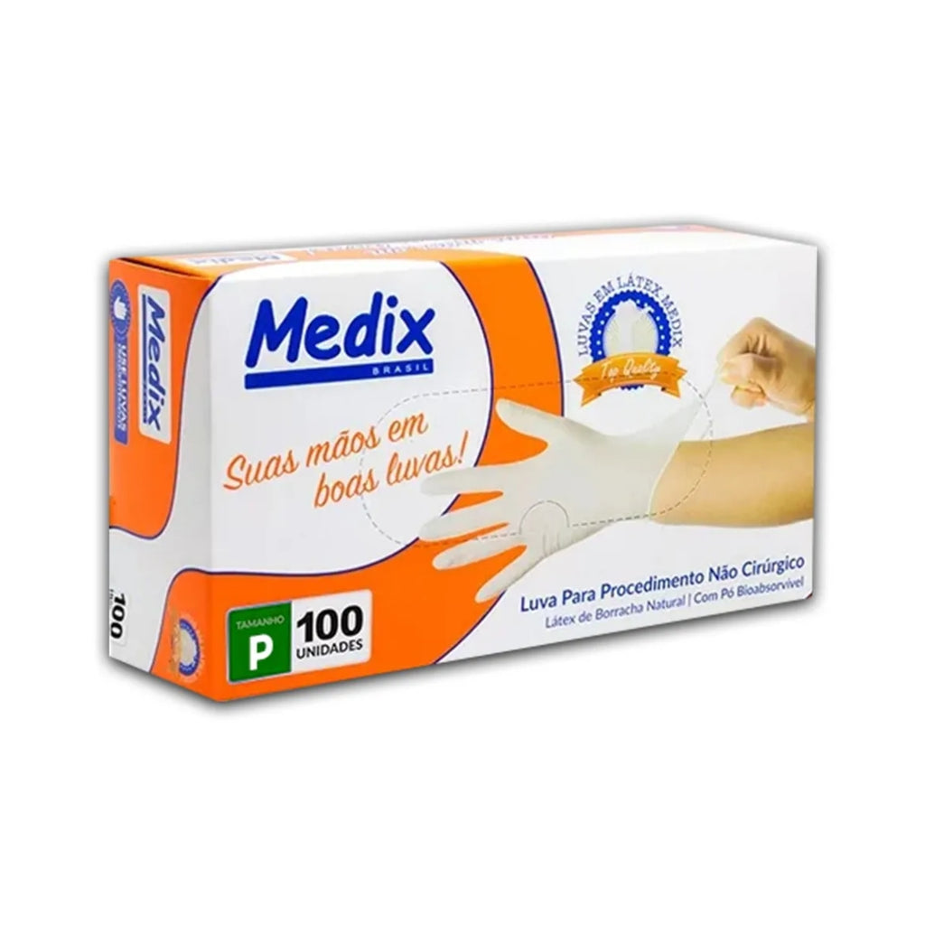 LUVA LATEX P/ PROCEDIMENTO "P" - 100 UN - MEDIX