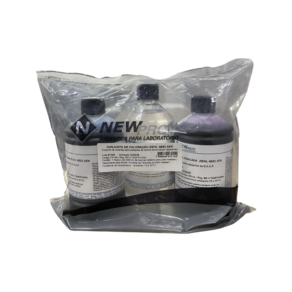 CONJUNTO PARA COLORAÇAO DE ZIEHL NEELSEN 3 X 500 ML - NEWPROV