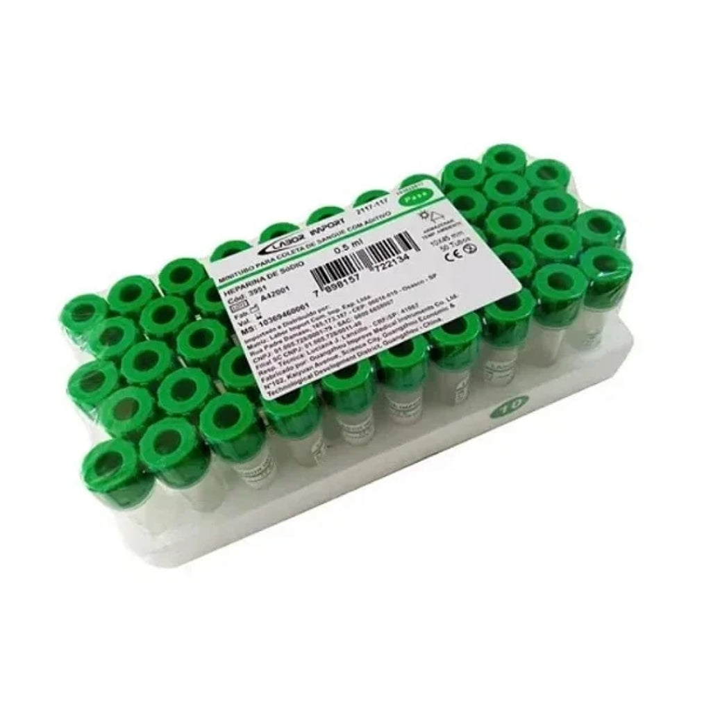 MINI TUBO  0,5 ML HEPARINA DE SODIO - 50 UN - LABOR IMPORT