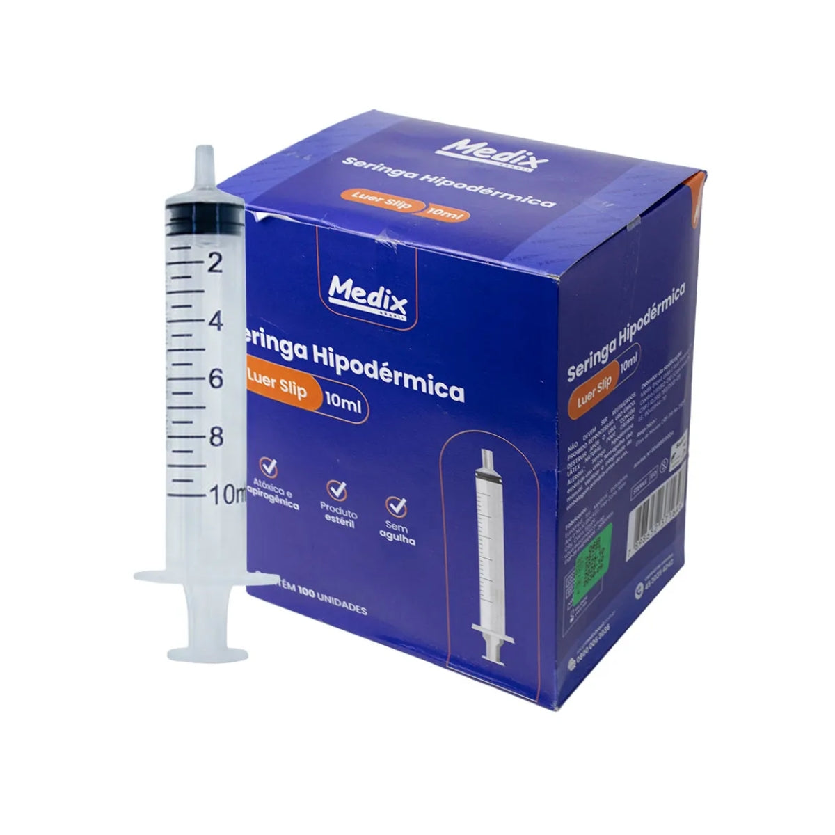 SERINGA DESC. 10ML S/AGULHA  LUER LOCK - 100UN - MEDIX