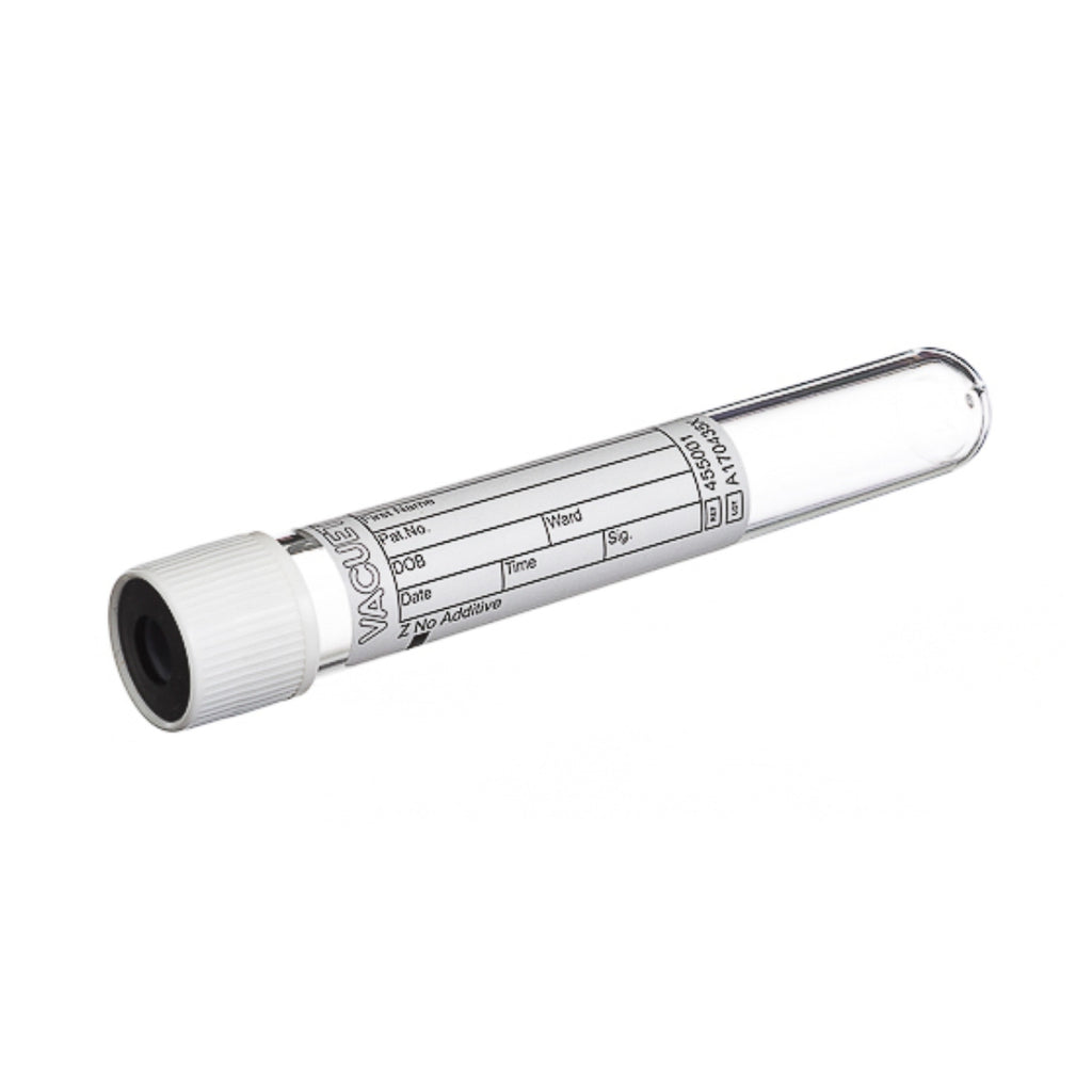 TUBO SEM ADITIVO, 9ML, TAMPA BRANCA/ANEL PRETO, 16X100, TUBO S/ARESTA - 50 UN - VACUETTE