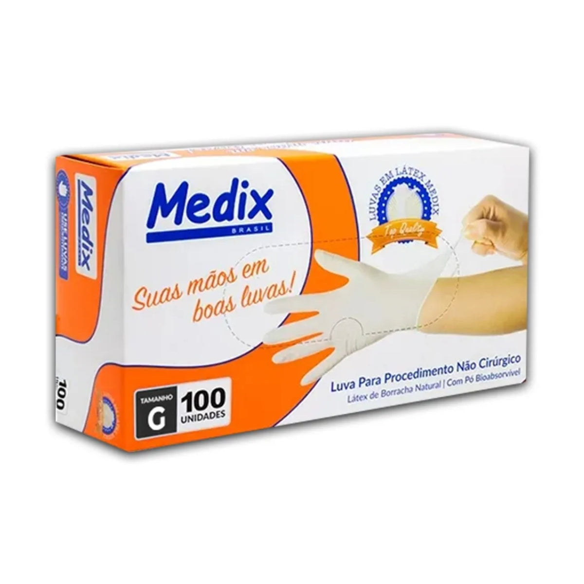 LUVA LATEX P/ PROCEDIMENTO "G" - 100 UN - MEDIX