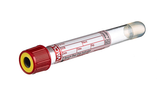 TUBO P/SOROLOGIA-ATIVADOR DE COAGULACAO GEL SEP TAMPA VERMELHA-ANEL AMARELO-5ML 13X100 PREMIUM - 50 UN - VACUETTE