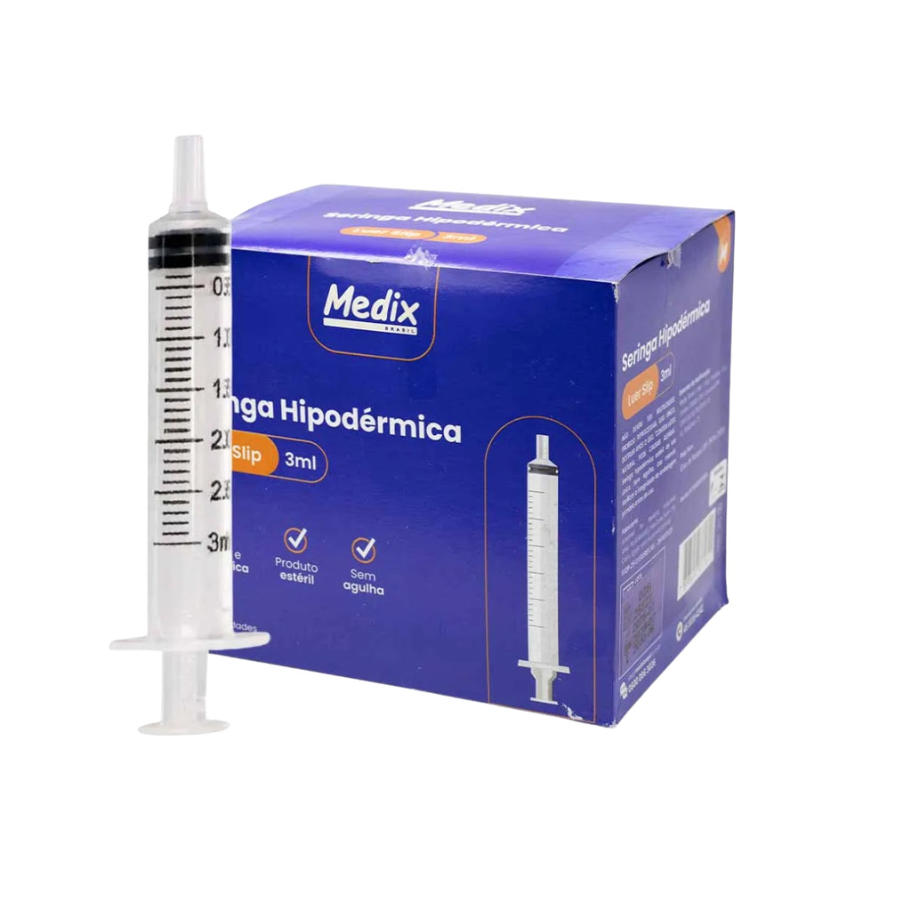 SERINGA DESC. 03ML S/AGULHA - LUER SLIP - 100UN - MEDIX
