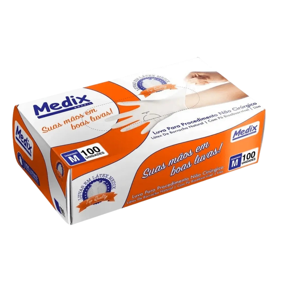 LUVA LATEX P/ PROCEDIMENTO "M" - 100 UN - MEDIX