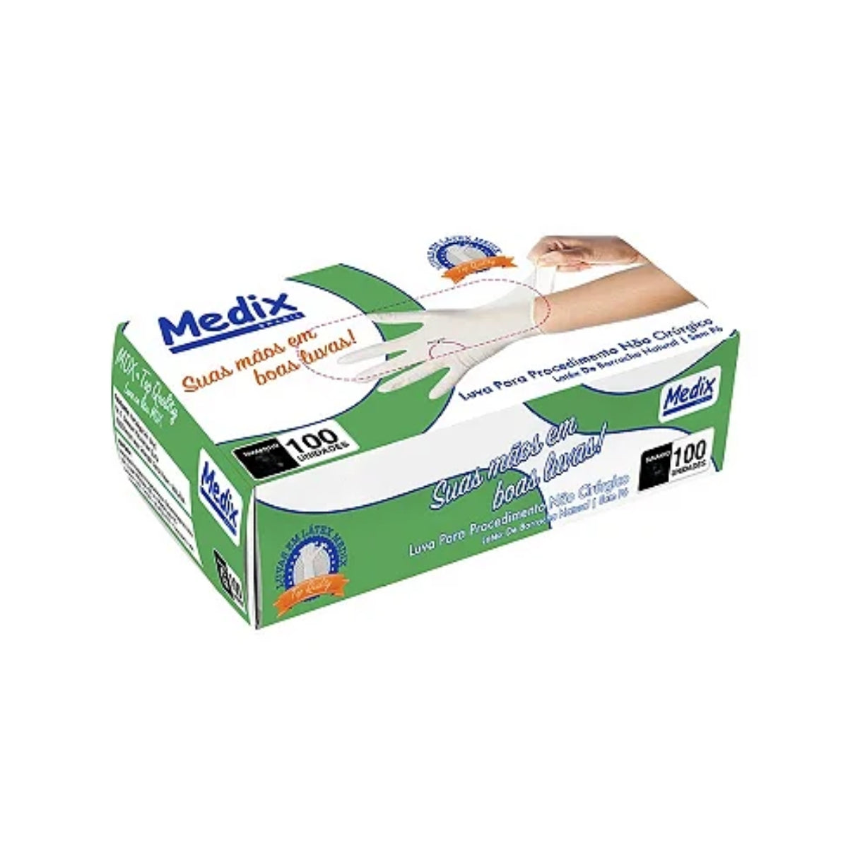 LUVA LATEX POWDER FREE S/PO - P/ PROC. "PP" - 100 UN - MEDIX