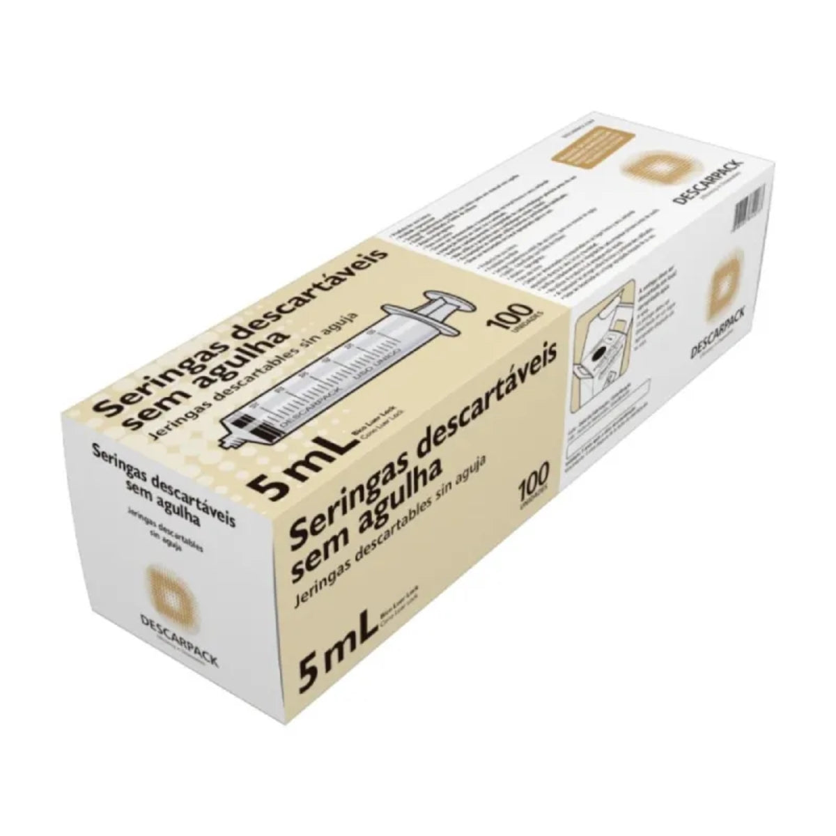 SERINGA DESC. 5ML S/AGULHA LUER LOCK - 100 UN - DESCARPACK