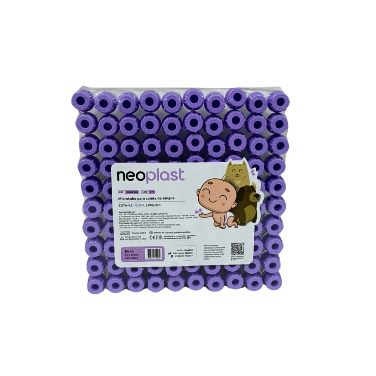 MICROTUBO EDTA 0,5ML - 100UN - NEOPLAST