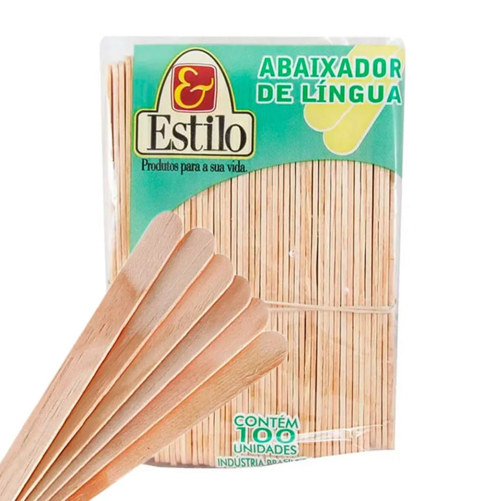 ABAIXADOR DE LINGUA DE MADEIRA - 100 UN - ESTILO