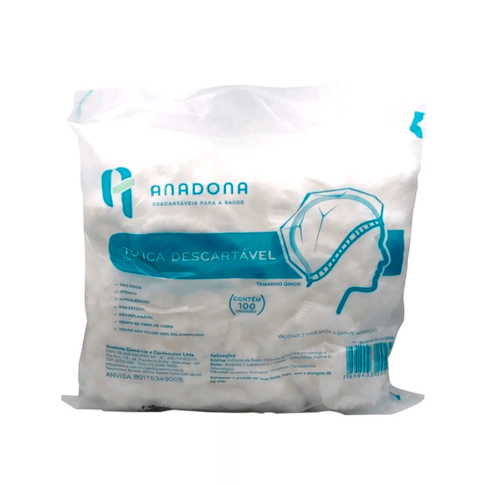TOUCA DESC. BRANCA -ELASTICO 20GR SANFONADA - 100 UN - ANADONA