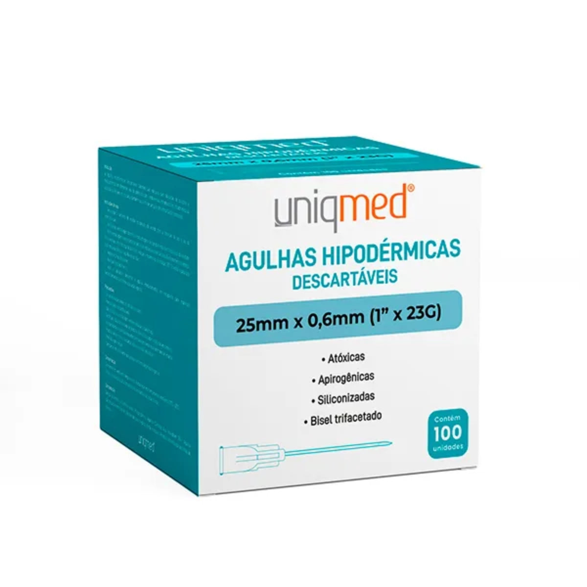 AGULHA HIPODERMICA - 25MM X 0,6MM (1POL X 23G) - UNIQMED
