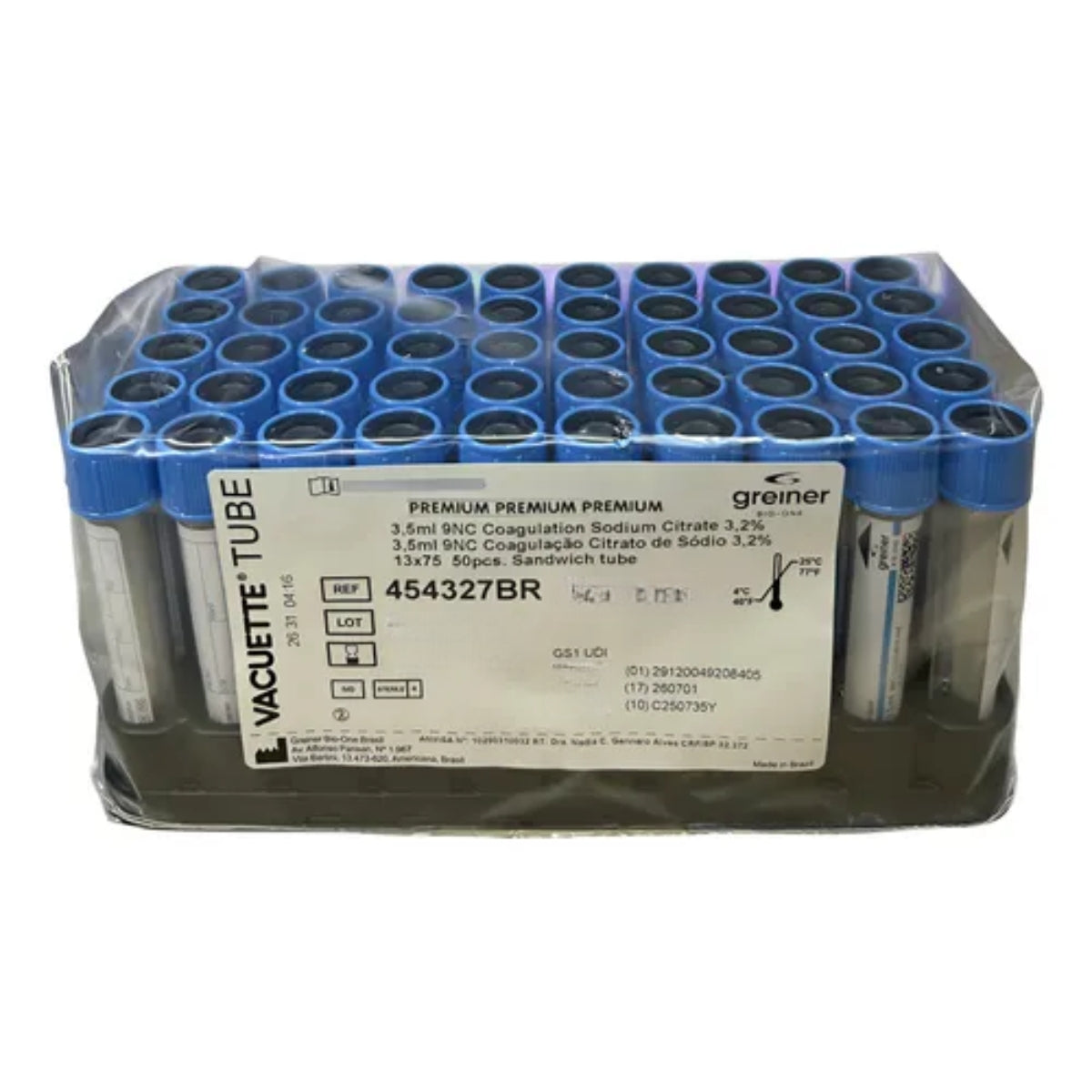 Tubo Tampa Azul Prp Vacuette Citrato Coagulação 3.5ml Com 50