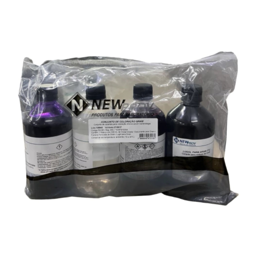 CONJUNTO PARA COLORAÇAO DE GRAM 4 X 500 ML - NEWPROV