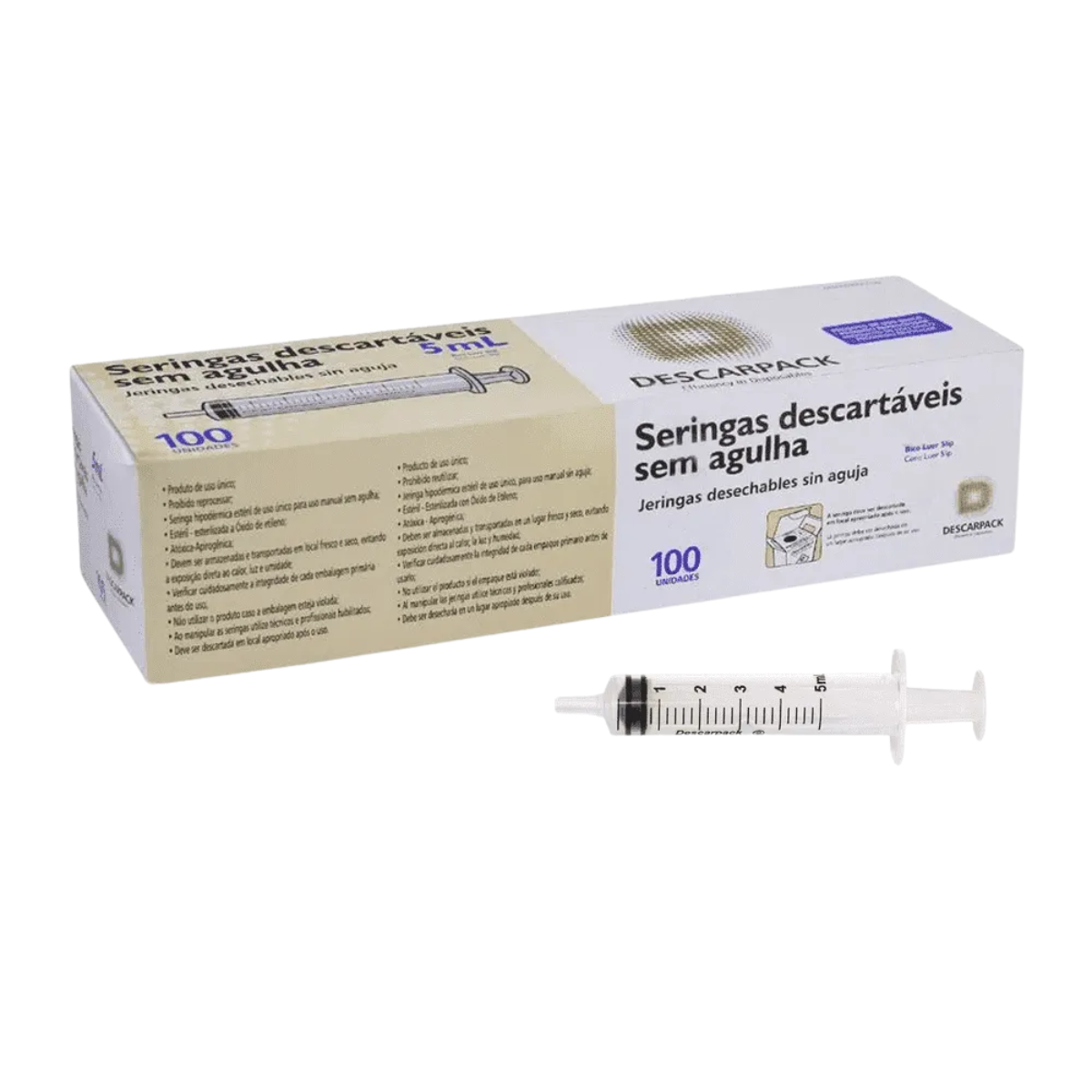 SERINGA DESC. 05ML S/AGULHA - SLIP DESCARPACK