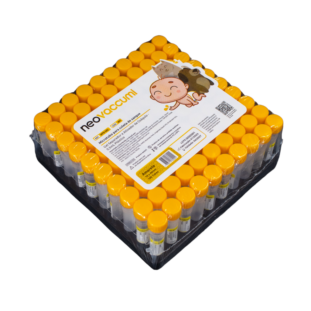 MICROTUBO GEL ATIVADOR DE COAGULO  C/ TAMPA DE ROSCA 0,5ML - 100UN - NEOVET