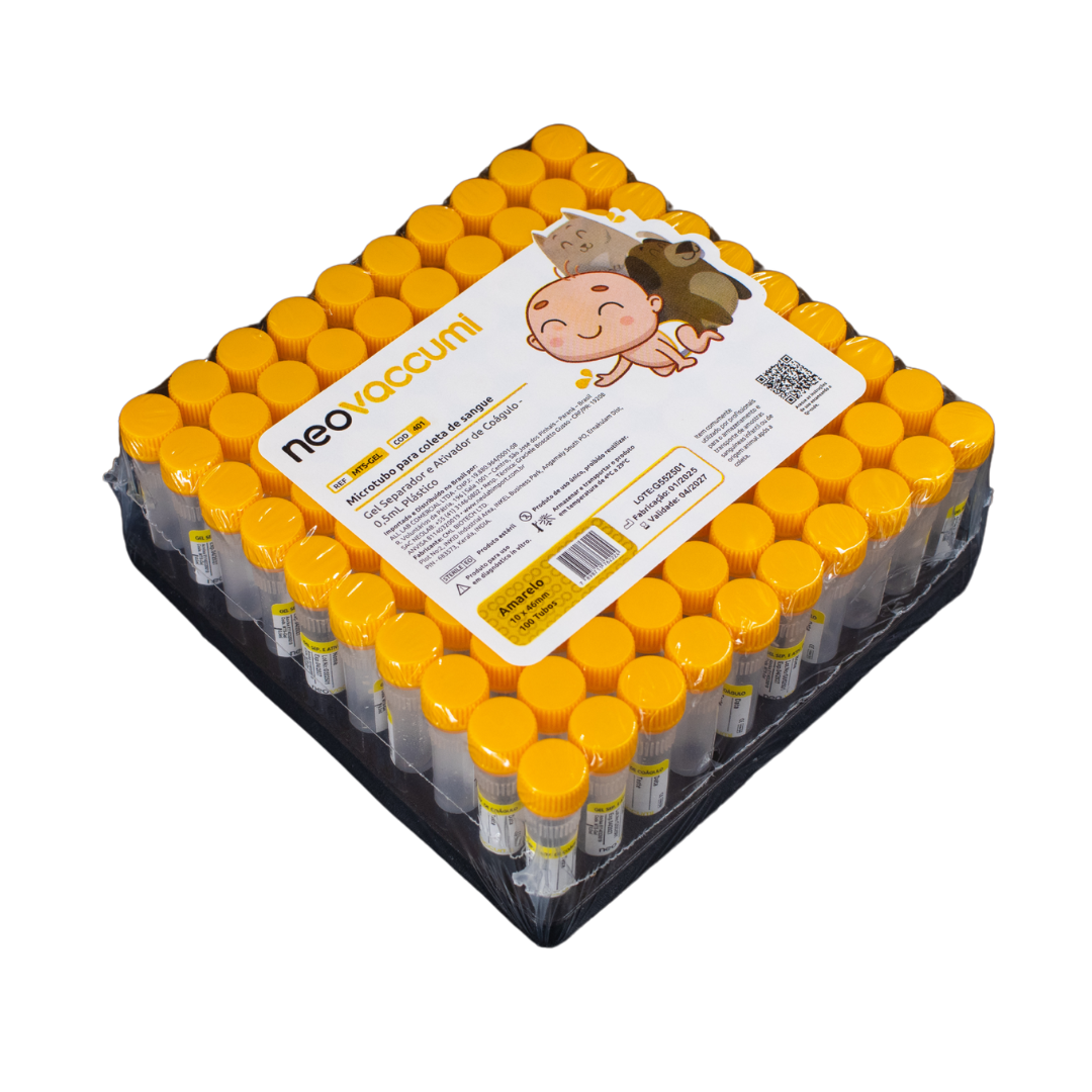 MICROTUBO GEL ATIVADOR DE COAGULO  C/ TAMPA DE ROSCA 0,5ML - 100UN - NEOVET