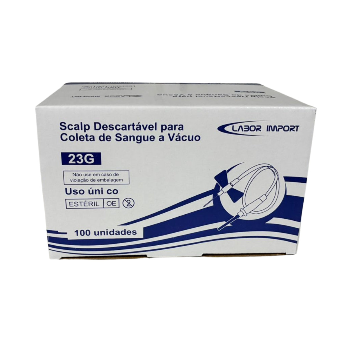 ESCALPE PARA COLETA A VACUO - 23G - 100 UN - LABORCARE