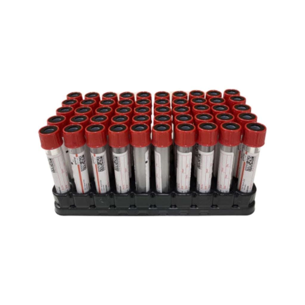 TUBO P/SOROLOGIA SECO - ATIVADOR DE COAGULACAO 4ML TAMPA VERMELHA/ANEL PRETO 13X75 PREMIUM - 50 UN - VACUETTE