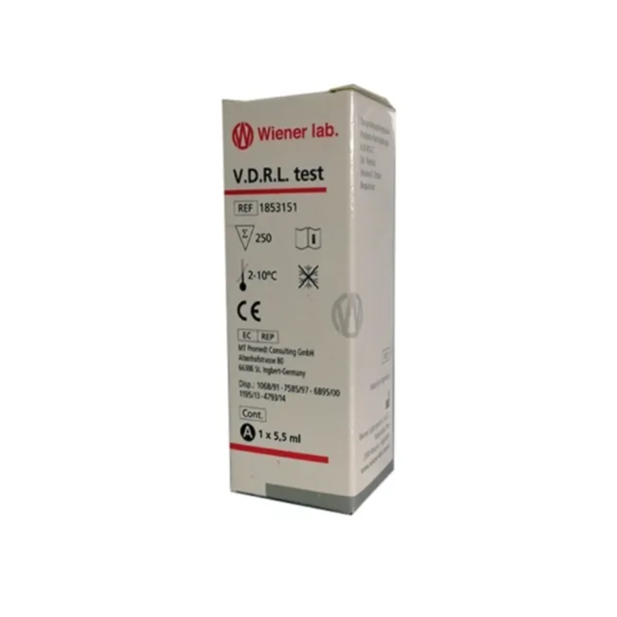 VDRL TEST 250 DETERMINACOES - (1 X 5,5ML) - WIENER
