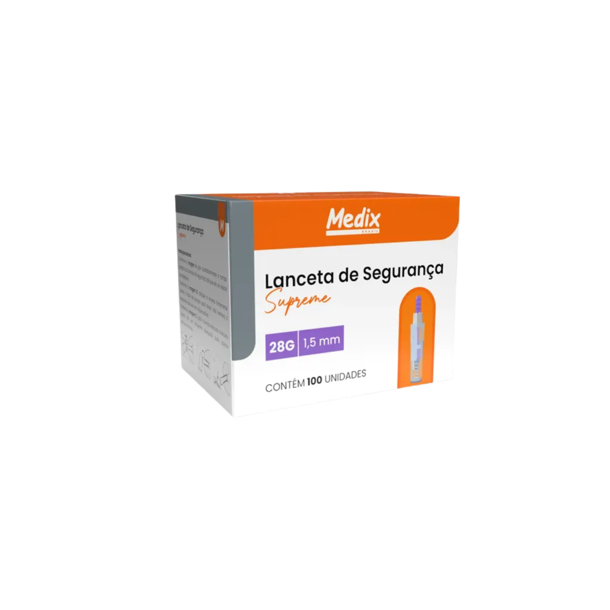 LANCETA DE SEGURANCA 28G - 100 UN - MEDIX