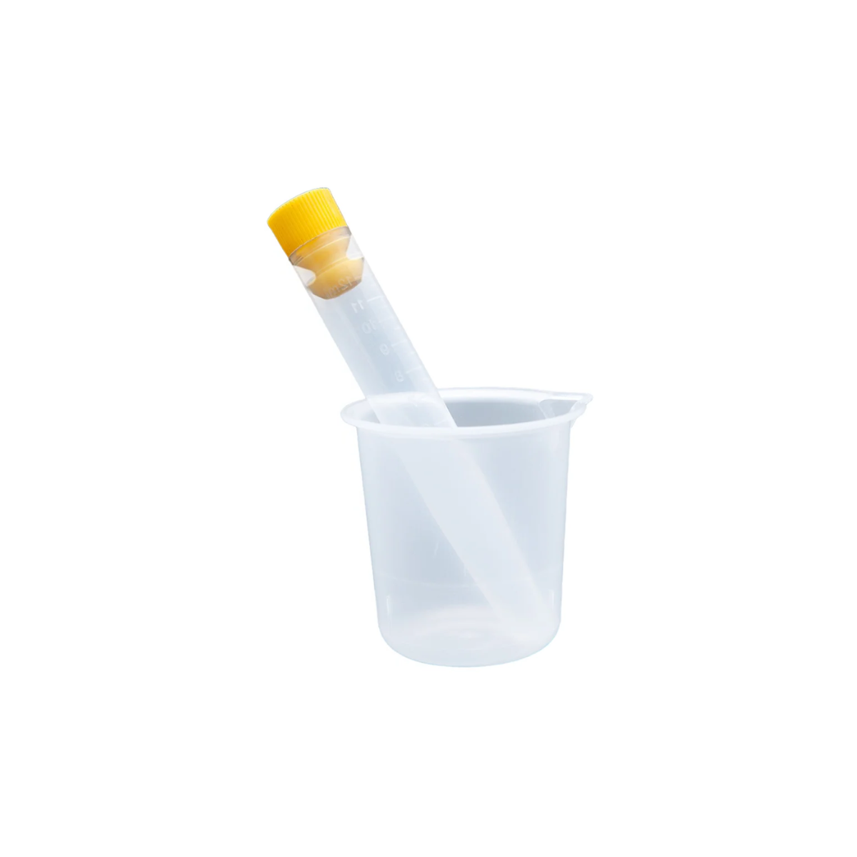 KIT URINA 12ML C/ 1 FRASCO E 1 TUBO E TAMPA PRESSAO INTERNA AMARELA - 150UN - CRALPLAST