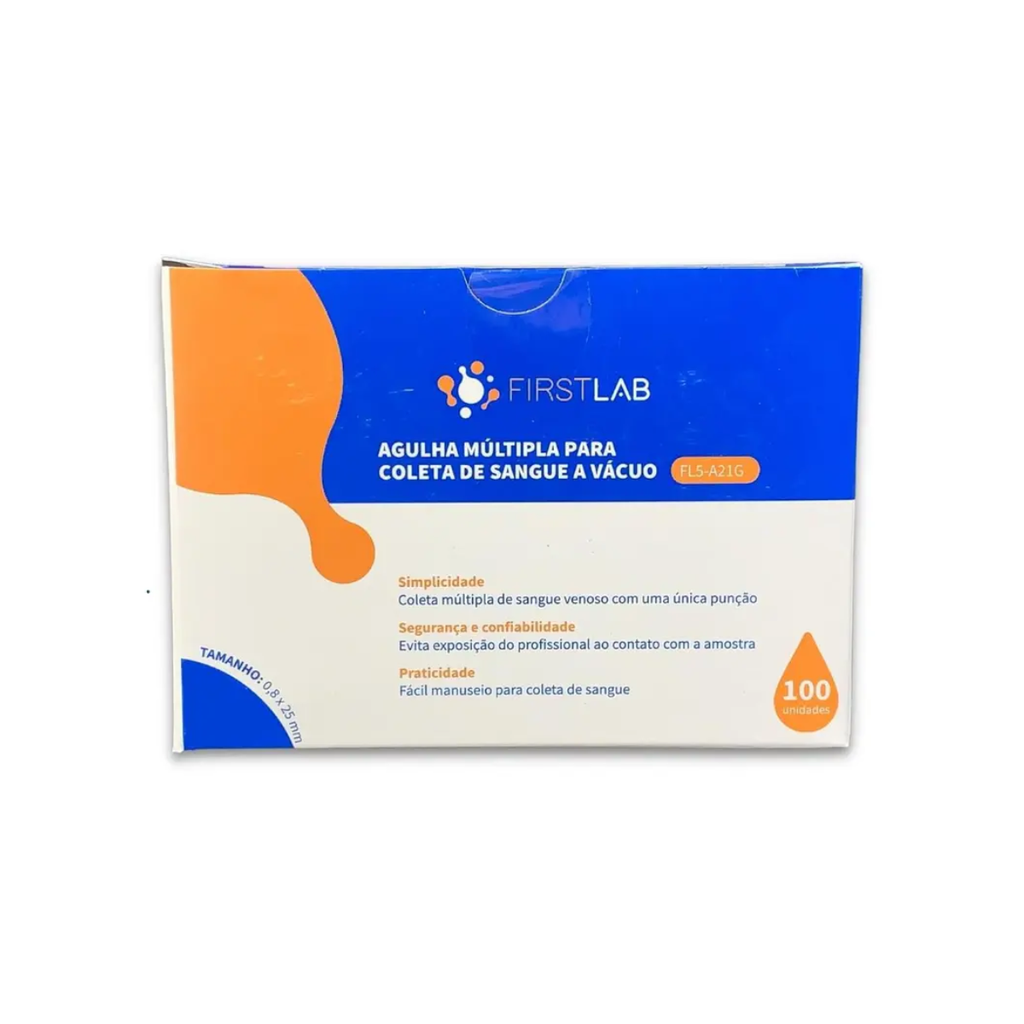 AGULHA MULTIPLA P/ COLETA  A VACUO 22G (25x7) 100 UN - FIRSTLAB