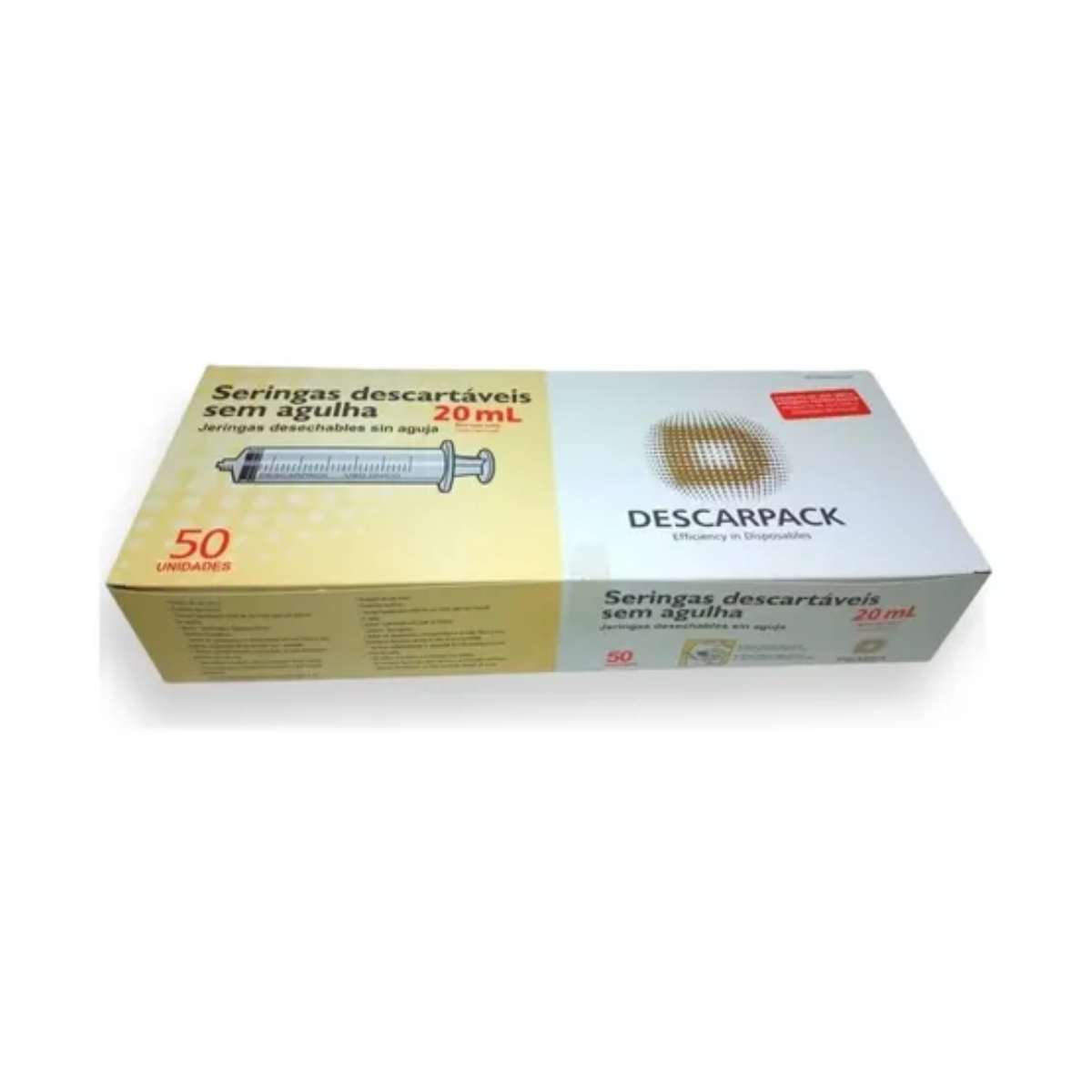 SERINGA DESC. 20ML S/AGULHA LUER LOOK - 50 UN - DESCARPACK