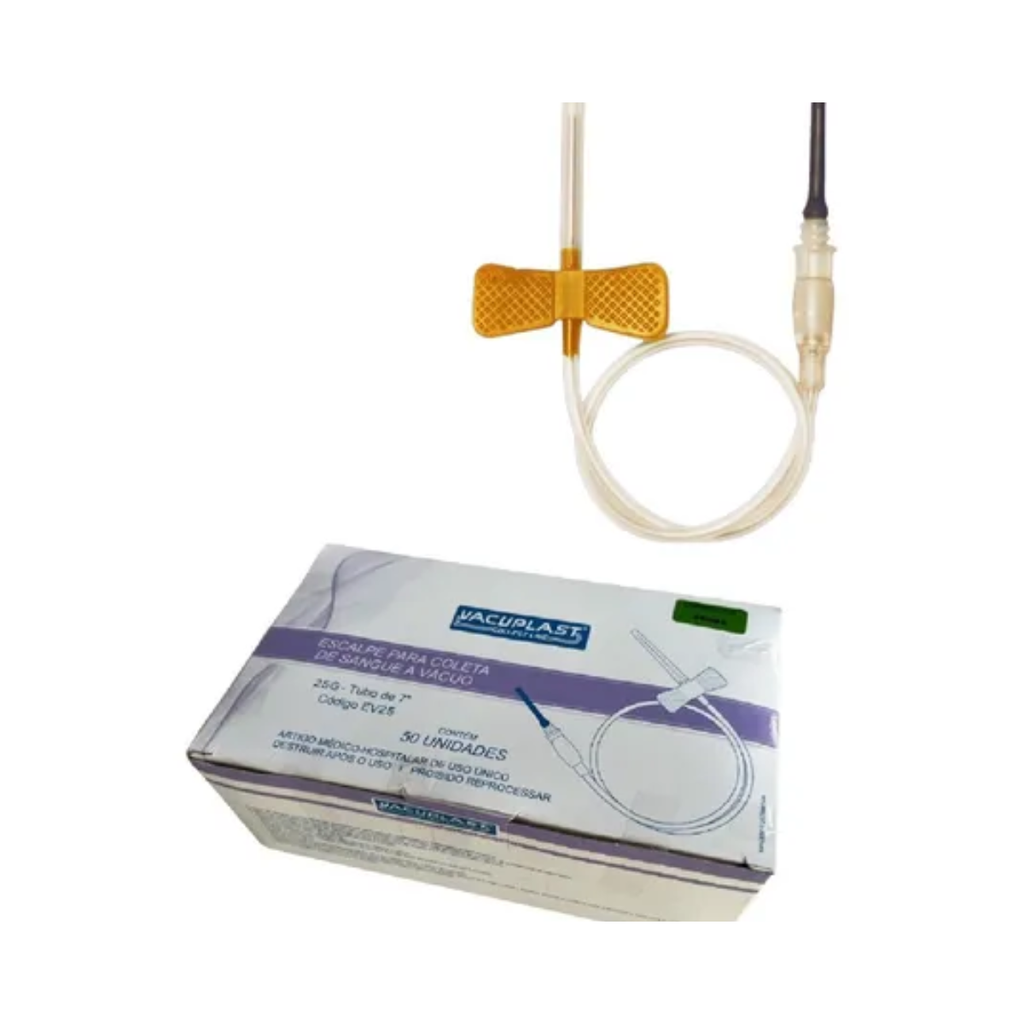 ESCALPE  A VÁCUO 25G C/TUBO DE 7" DE COMP -50 UN - VACUPLAST