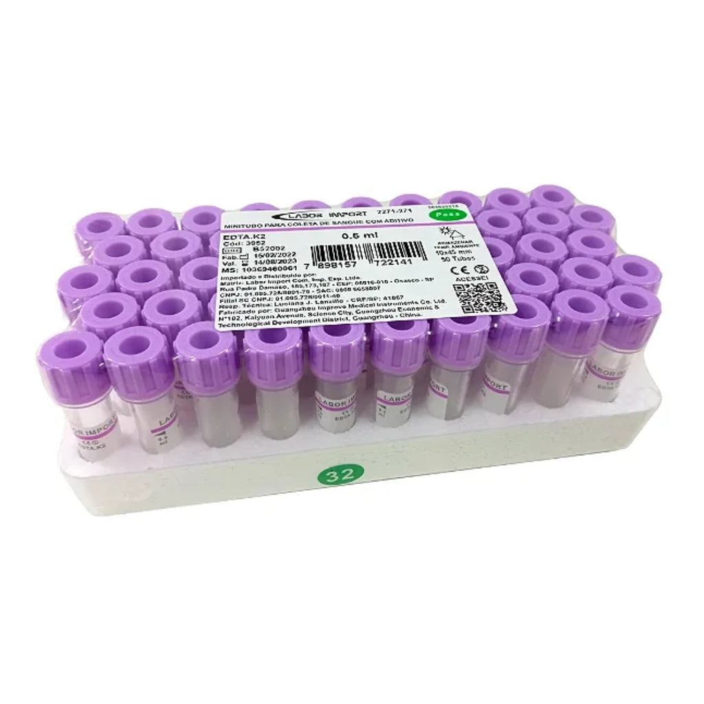 MINI TUBO LI 0,5 ML EDTA K2 IM - 50 UN - LABOR IMPORT