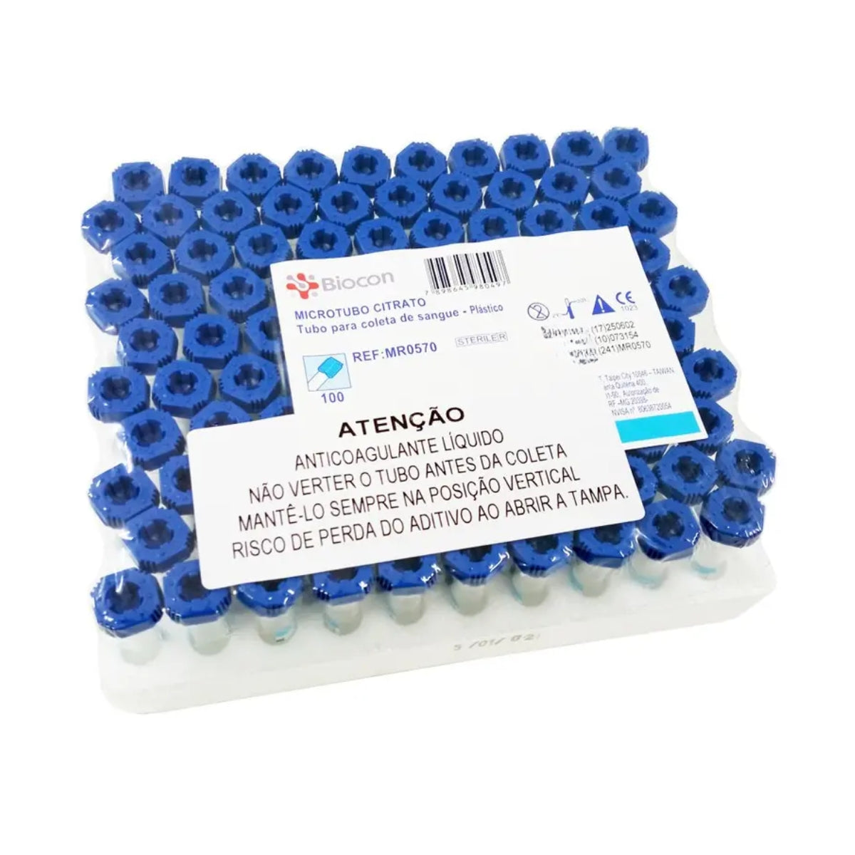 MINITUBO CITRATO - 3,2% - AZUL - 100 UN - BIOCON
