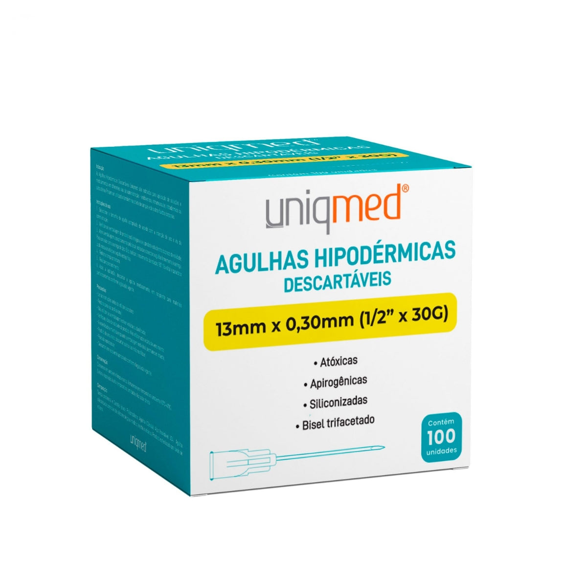 AGULHA HIPODERMICA - 13MM X 0,3MM (1/2POL X 30G) - UNIQMED