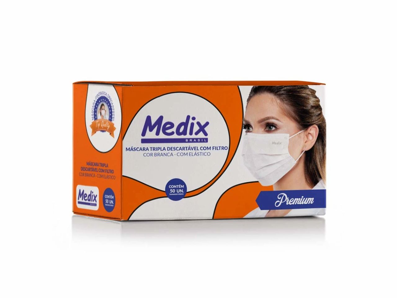 MASCARA CIRURGICA TRIPLA DESCARTAVEL - ELASTICO C/CLIP - 50 UN - MEDIX
