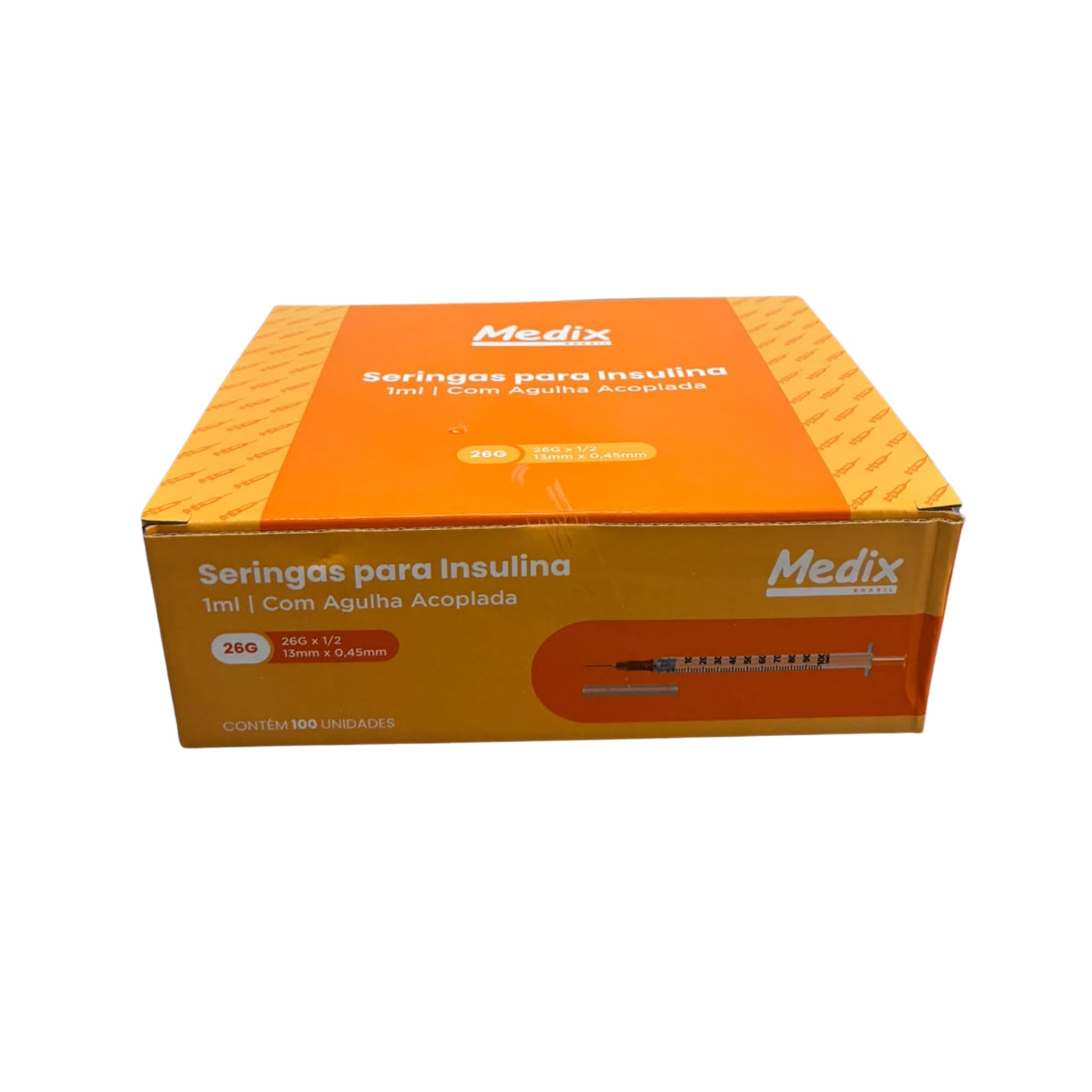 SERINGA DESC INSUL.01ML C/AG 13X4,5 SLIP C/100 - MEDIX