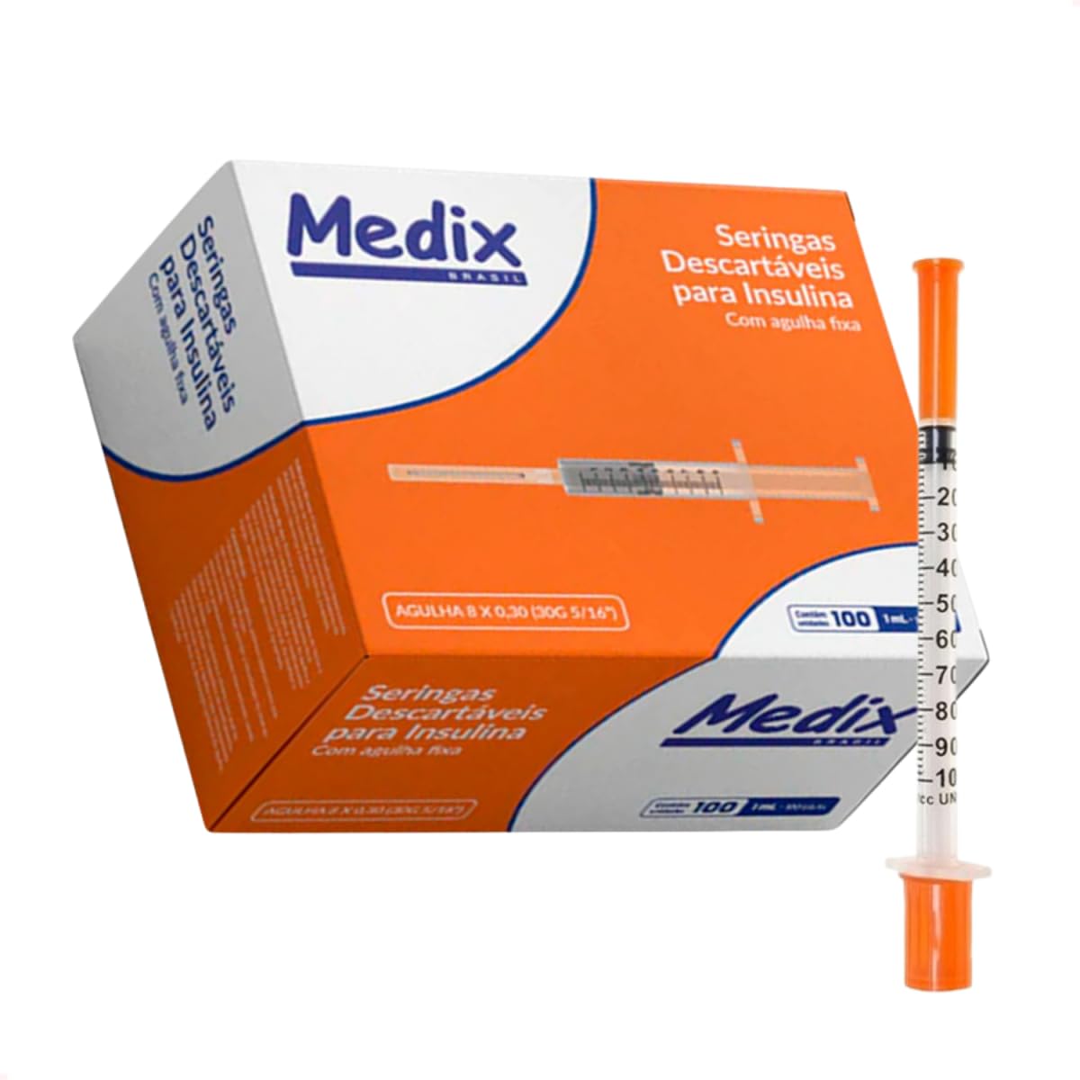 SERINGA DESC. 1ML - C/AG 12,7X0,33(29G) ULTRA FINE - 100 UN - MEDIX