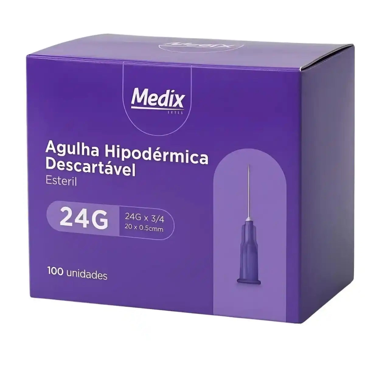 AGULHA HIPODERMICA DESC 20 X 0,55 - 24G X 3/4 - 100UN -MEDIX