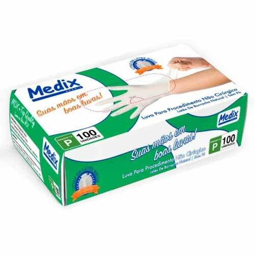 LUVA LATEX POWDER FREE S/PO - P/ PROC. "P" - 100 UN - MEDIX