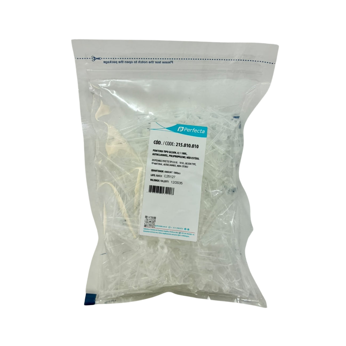 PONTEIRA TIPO GILSON BRANCA 0,1-10UL, PP,NAO ESTERIL, PCT/1000  - EXACTA