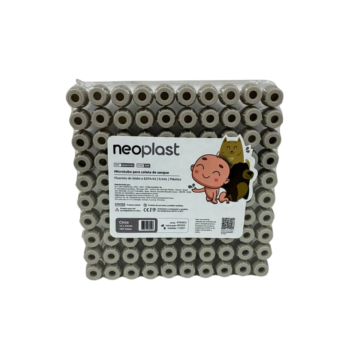 MICROTUBO FLUORETO 0,5ML - 100UN - NEOPLAST