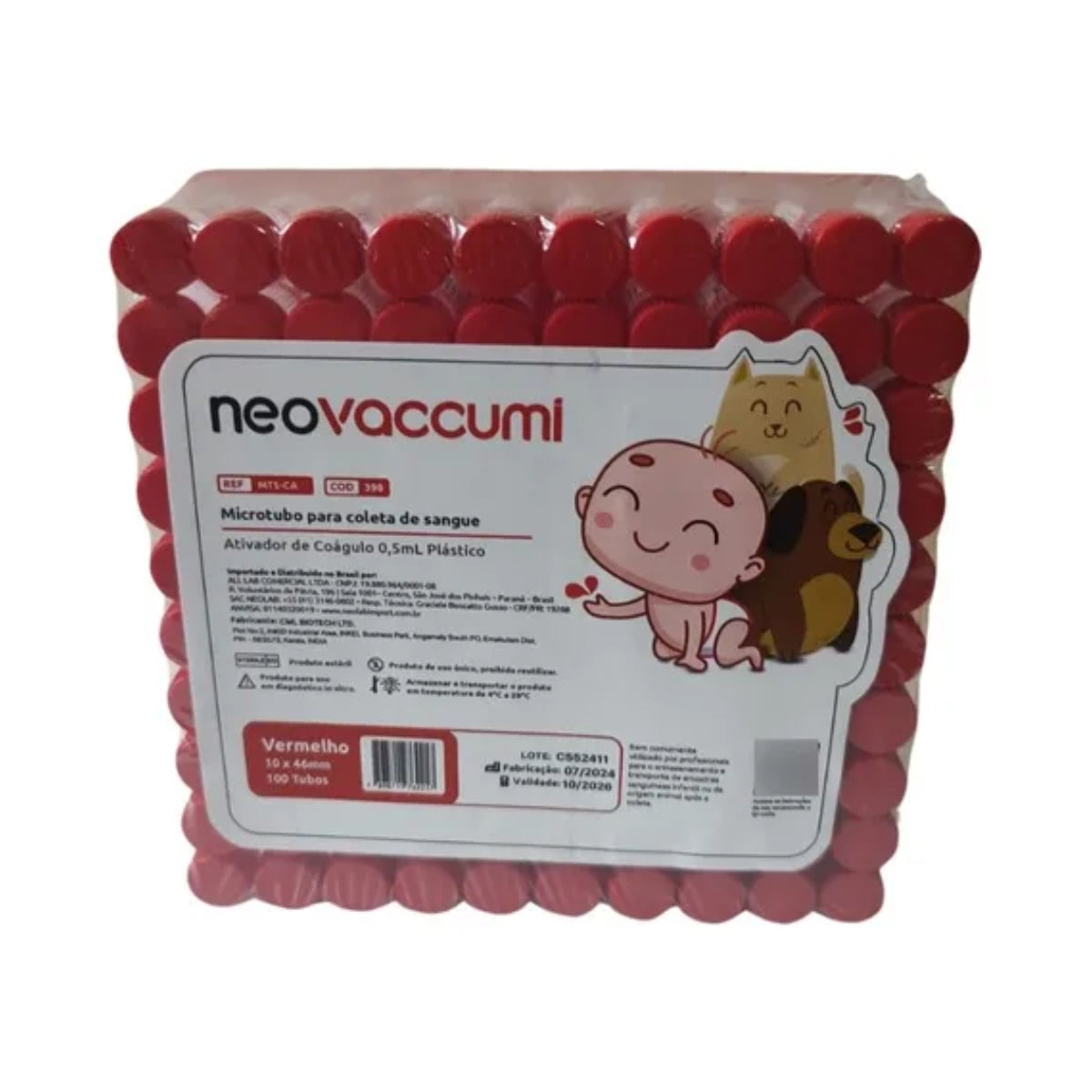 MICROTUBO SECO ATIVADOR COAGULO C/ TAMPA DE ROSCA 0,5ML - 100UN - NEOVET