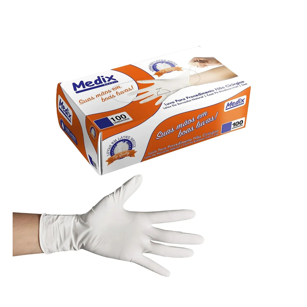 LUVA LATEX P/ PROCEDIMENTO "G" - 100 UN - MEDIX