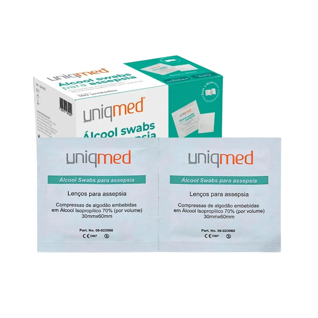 ALCOOL SWAB SACHET - 6,5 X 3CM - 100 UN - UNIQMED