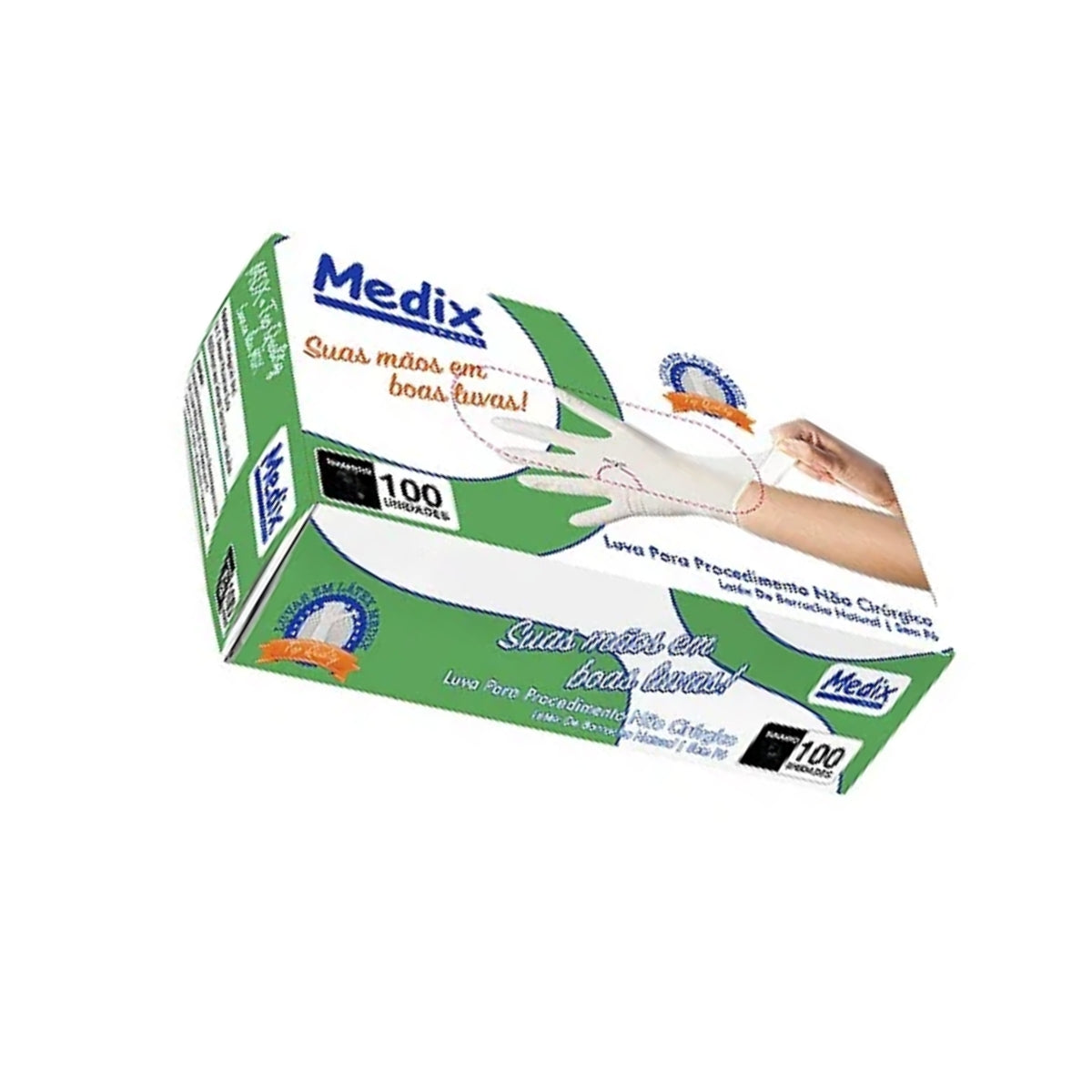 LUVA LATEX POWDER FREE - P/ PROC. "M" 100 UN MEDIX