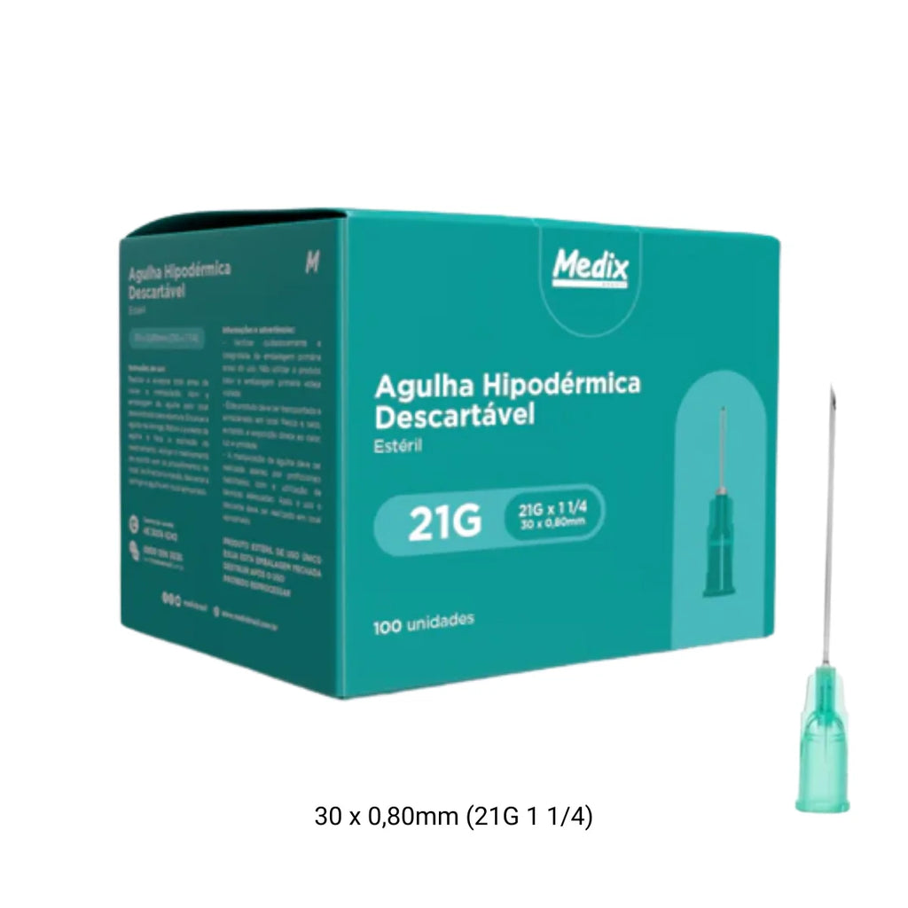 AGULHA HIPODERMICA DESC 30 X 0,80 - 100 UN - MEDIX