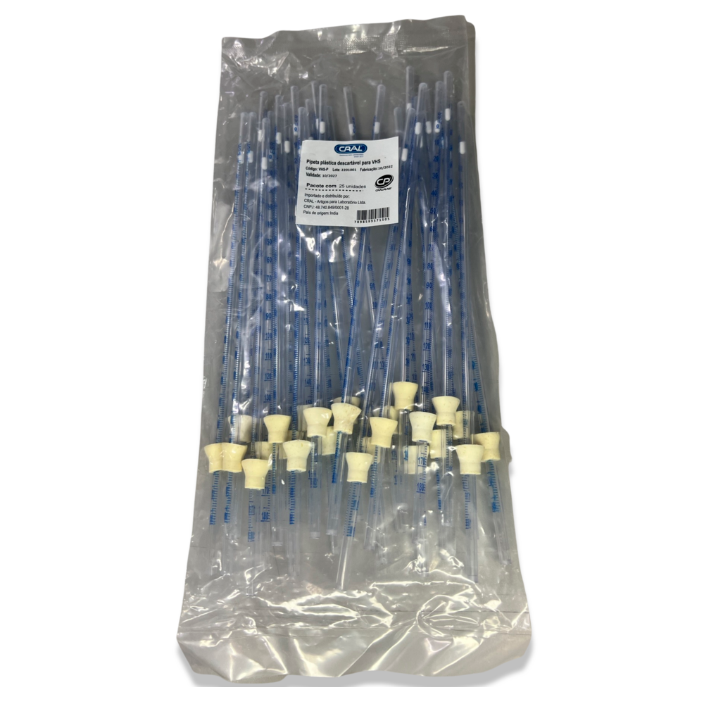 PIPETA PLASTICA DESCARTAVEL PARA VHS - 25 UN - CRALPLAST