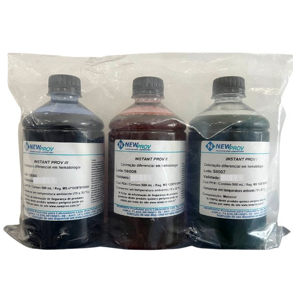 INSTANT PROV 3 X 500 ML (KIT DE CORANTES RÁPIDOS PARA HEMATOLOGIA) - NEWPROV